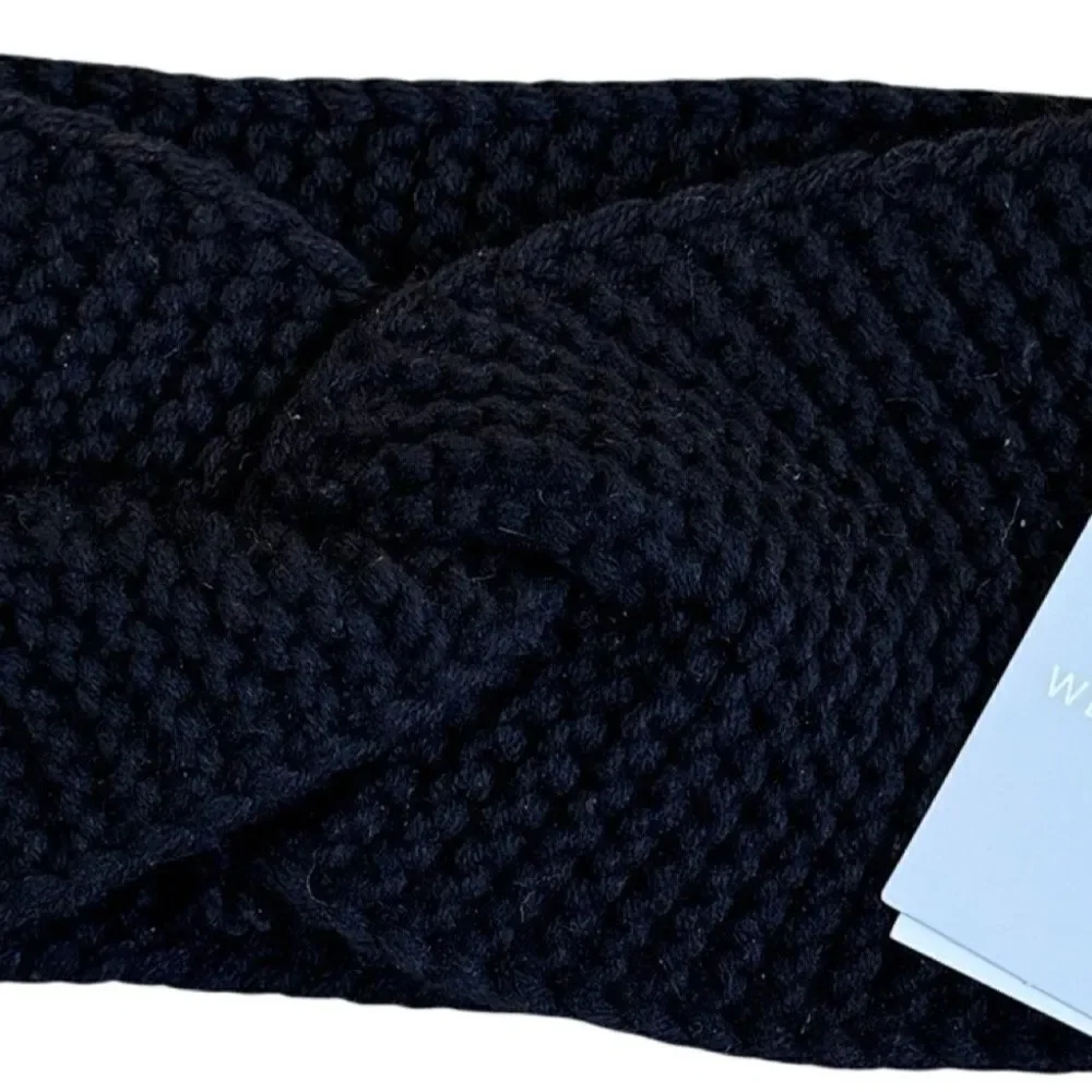West Loop Women’s Black Knit Criss Cross Front Solid Acrylic Headband OSF NWT